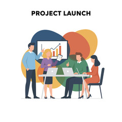 Flat Vector Illustration of Business Activities — Teamwork, Office Work, and Corporate People