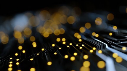 Abstract futuristic technology concept background, glowing circuits and digital patterns