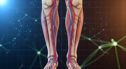 Leg Anatomy, Vascular System, Blood Vessels, Circulation, Medical Illustration