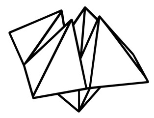 Origami paper fortune teller childhood folding game made of square sheet with creases, folds, and craft design