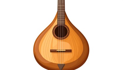 Obraz premium Detailed illustration of a classical wooden Portuguese guitar, showcasing its intricate design and warm tones.