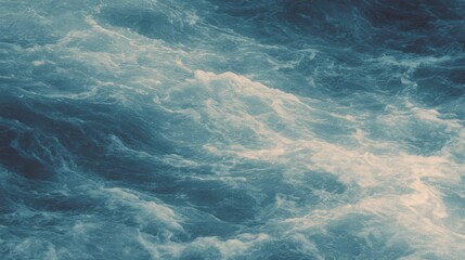 Fototapeta premium Dynamic waves in rich shades of blue create a tranquil underwater scene.