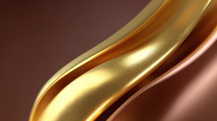 Gold background, shiny metallic curves, flat elegant style