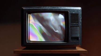 old-fashioned television with static and subtle glitch patterns
