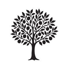 Fototapeta premium Tree silhouette with leaves vector illustration.
