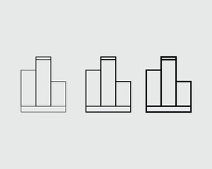Three simple podiums with varying line weights and fill on a light gray background winner award