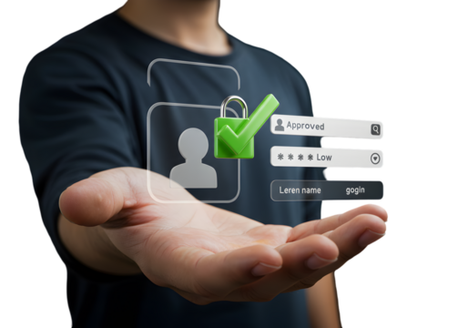 Hand Holding Transparent Smartphone Interface Showing Access Verification Concept