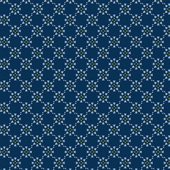 Small White Floral Doodle Pattern on Classic Blue – Modern Seamless Textile Print