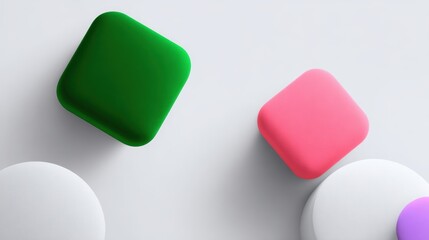 White background, clean minimalist geometric shapes, flat style