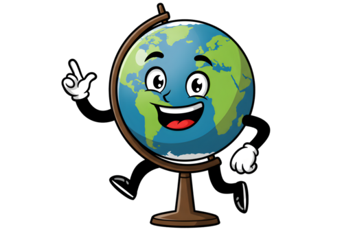 Happy Cartoon Globe Illustration On Transparent Background