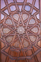 Wooden door from the Seljuk period in Konya, Turkey, with a ten-pointed star motif
