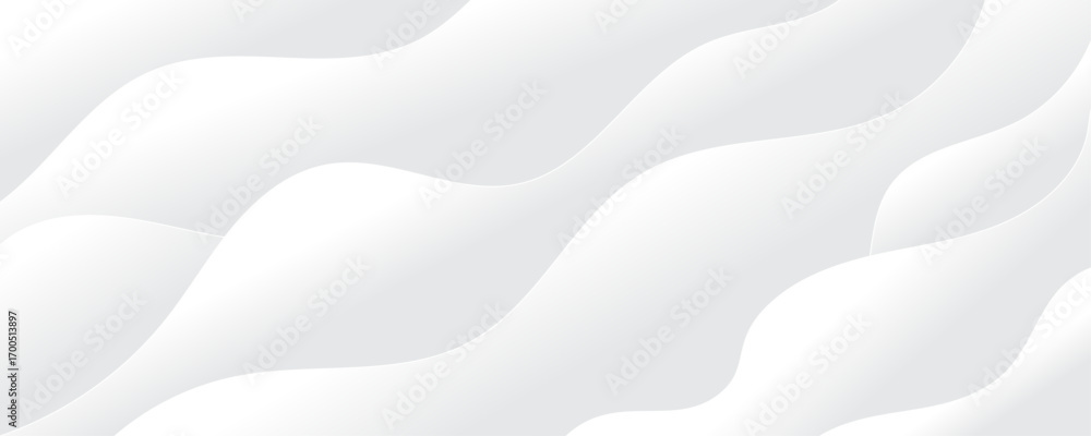 Poster abstract white luxurious paper waves background. white and light gray gradient texture wave curve li