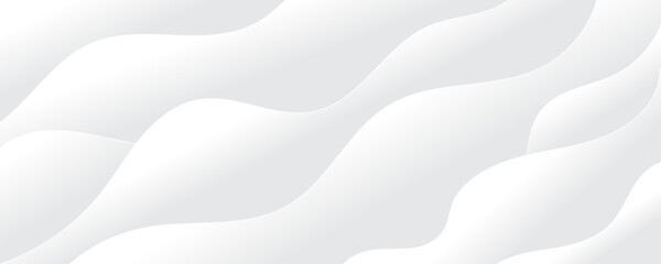 Abstract white luxurious paper waves background. White and light gray gradient texture wave curve lines modern banner design.