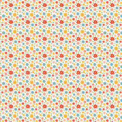 Cheerful Ditsy Floral Pattern with Bright Colors