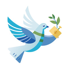 blue bird with a letter