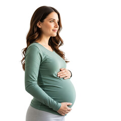 Expecting joy a serene portrait of a pregnant woman isolated against transparency softly embracing