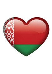 Heart Shaped Belarus Flag Illustration with Red Green and White Colors on Isolated Background