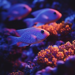 Obraz premium Colorful Spotted Fish by Coral Reef