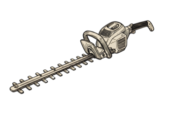 Hedge Trimmer Illustration On Transparent Background with Black and White Colors