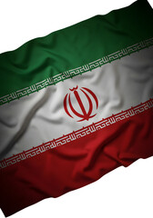 Iranian Flag Waving on Silk Texture with Green White and Red Colors