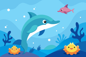 Obraz premium seamless pattern with dolphins