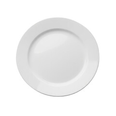 PNG eines weißen runden Tellers, schlichtes Design, leer.