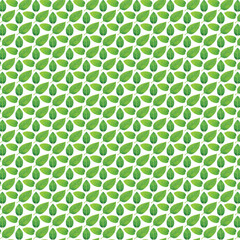 Fresh Green Leaves Seamless Pattern - Nature Repeating Background