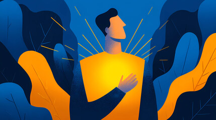 Emotional strength a person standing firmly with glowing