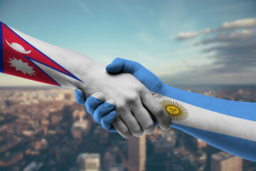 Shaking hands Nepal and_Argentina