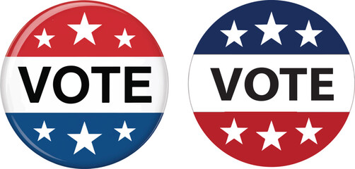 Vote on Election Day Patriotic Red White and Blue Stars Circular Poster or Pin-Back Button