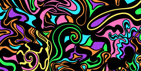Obraz premium Psychedelic Cartoon Rainbow Vector Background