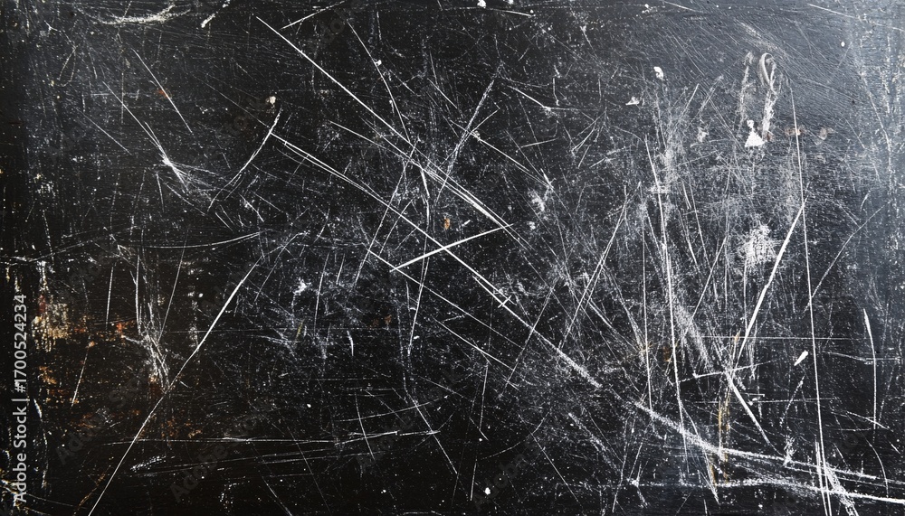 Poster the image shows a dark surface with numerous intersecting white scratches of varying lengths and thi