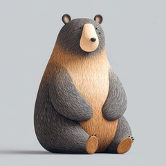 Bear figure a strong bear created in 3D with rounded