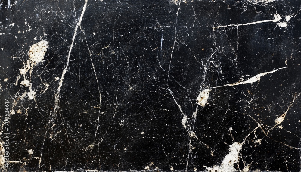 Poster the image shows a dark-colored surface with a network of thin, white cracks and some small, irregula