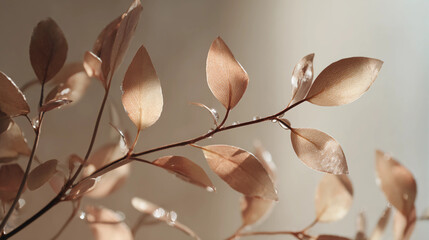 Botanical light bright leaves illuminated with sunligh
