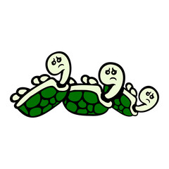 3 Turtle lying on its back shell sad helpless team