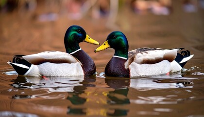 Two ducks in a pond