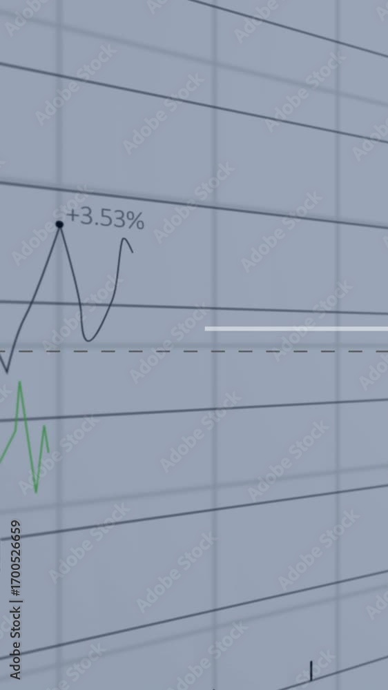Poster animation of data processing over caucasian businessman using tablet