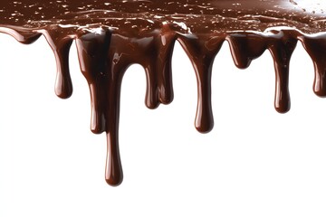 Molten dark chocolate dripping liquid melting