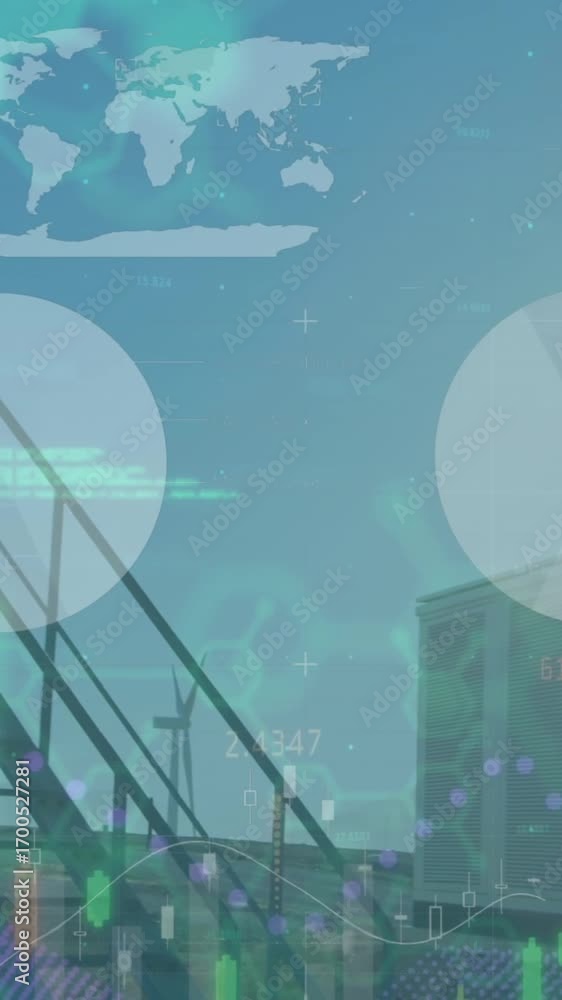 Poster animation of data processing over wind turbine