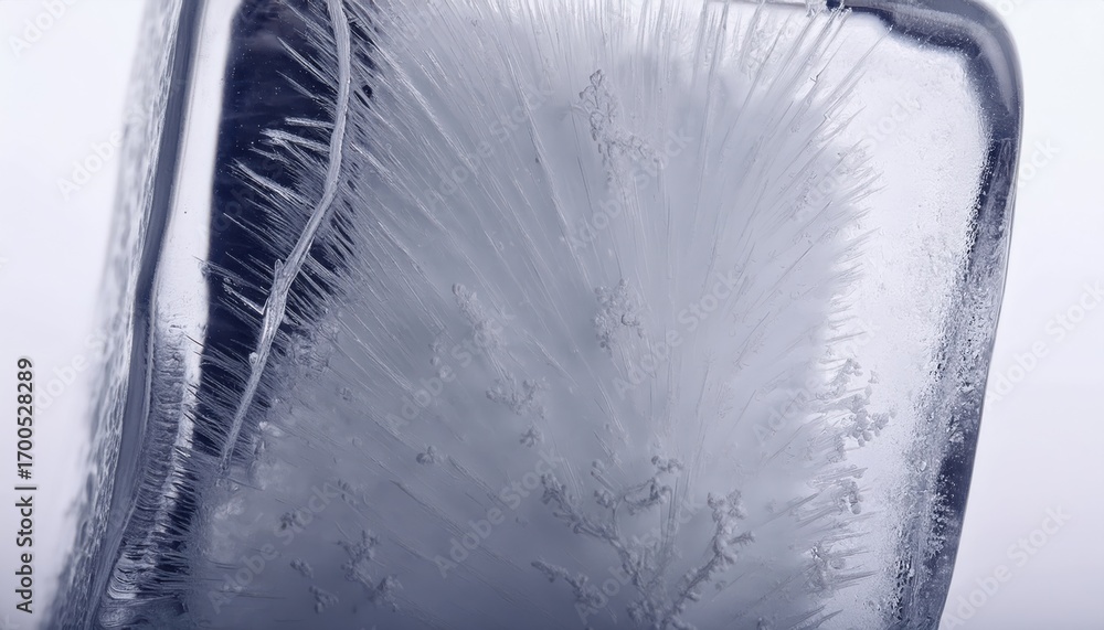 Fototapete frozen ice block with sharp crystalline spikes and transparent textures creating abstract winter det