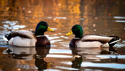 Two ducks on a calm pond