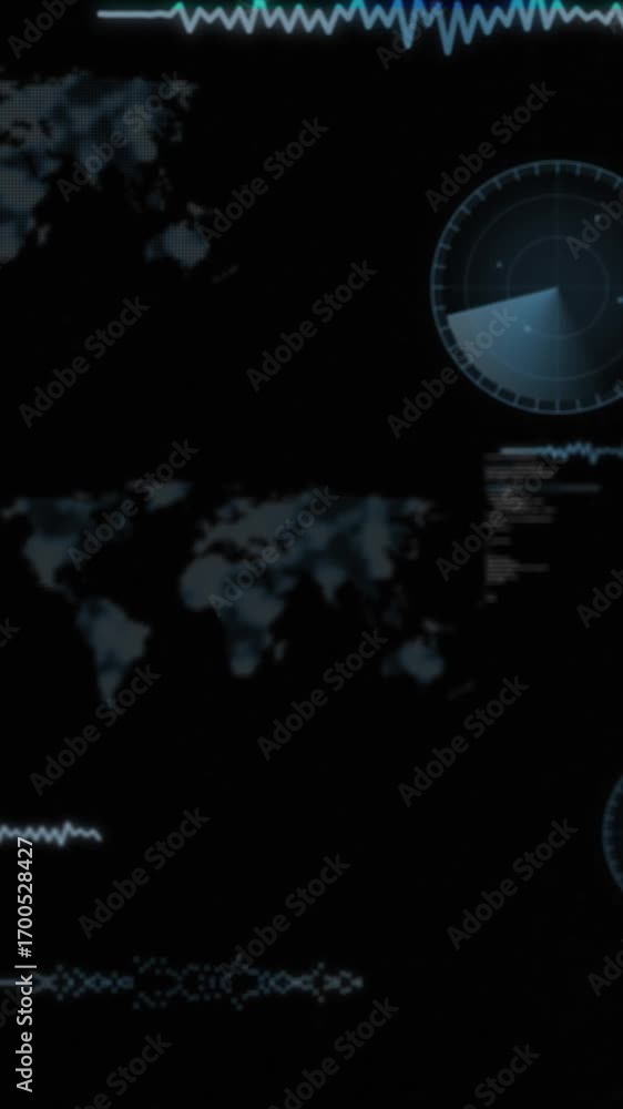 Poster animation of data processing against computer server room