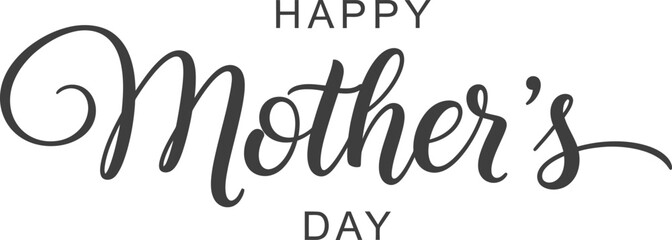 Happy Mothers Day Decorative Text Script with Filigree on a White Background