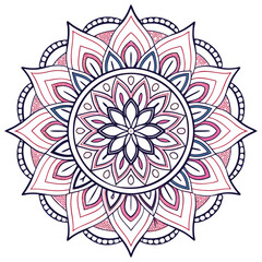 Intricate decorative mandala design with geometric patterns and floral elements in vibrant colors
