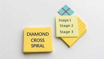 Colorful sticky notes with labeled stages for project management tasks