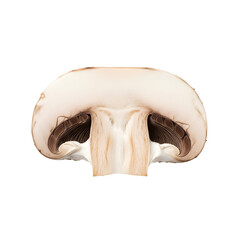 Fototapeta premium Fresh Mushroom Cross-Section Isolated on Transparent Background