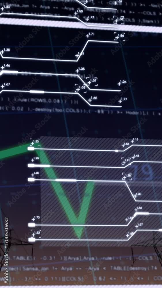 Poster animation of lines and financial data processing