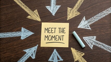 Colorful Chalk Arrows Surround Sticky Note with Inspiring Message