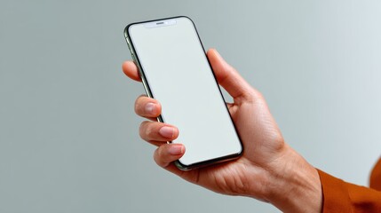 app mockup on smartphone, UI preview, hand holding device, minimal background